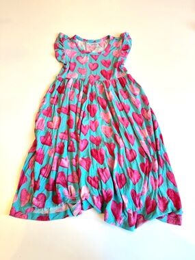 💕 Teal Posh Peanut Heart Print Twirl Dresses SIZE 5t